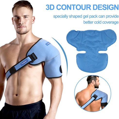 3D XL Shoulder Ice Pack for Hot Cold Therapy, Support Wrap for Frozen Shoulder, Sports Injuries, Left or Right Shoulder