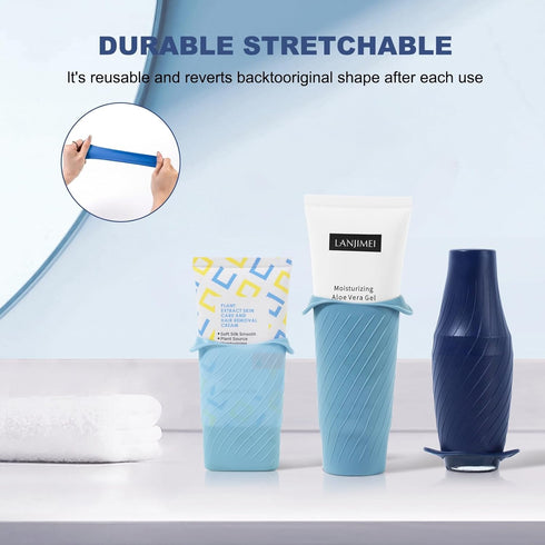 Leak Locks Silicone Travel Covers, Elastic Sleeves for Leak Proofing Travel Size Container for Shampoo & Skincare