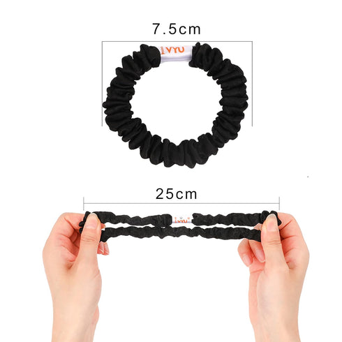 Silk Satin Hair Ties Scrunchies, Small Mini Thin Elastic Ponytail Holders, No Crease Hair Ties for Thick Curl Hair,