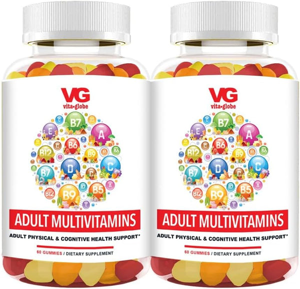 Adult Multivitamin Gummy - 120 Count (Pack of 2) with Vitamin C, Vitamin D, Vitamin E, Niacin, Vitamin B6, Folate,