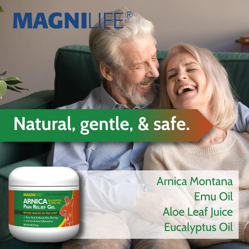 MagniLife Arnica Pain Relief Gel - Fast Acting Neck and Back Pain Relief with Eucalyptus and Emu Oil