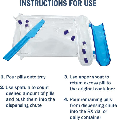 Apothecary Products Pill Tray & Spatula for Tablets, Medicine, Vitamins - Left-Handed