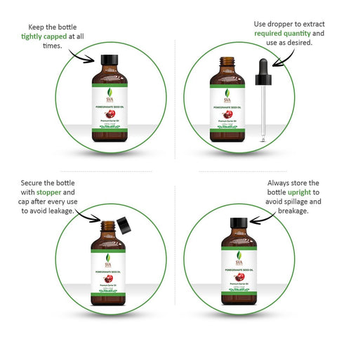 SVA Pomegranate Seed Organic - 4 Fl Oz – 100% Natural Cold Pressed Oil for Face, Skin, Hair Care