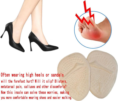 3 Pairs Metatarsal Pads for Women | Ball of Foot Cushions Soft Gel Inserts for Shoes, Non-Slip Foot Pad