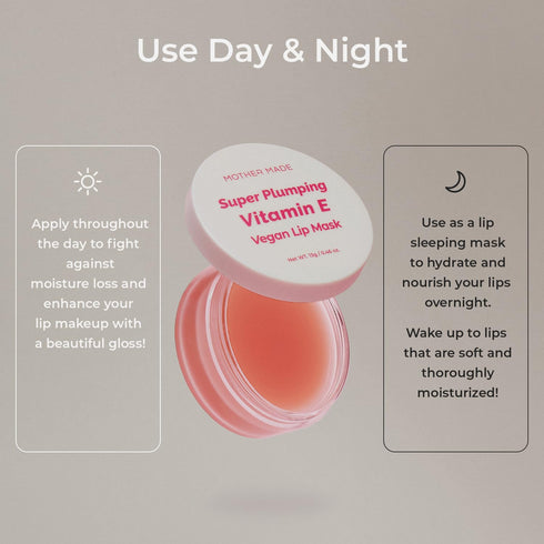 Natural Plumping Vitamin E Lip Mask, 0.46 Oz | Hydrating Lip Moisturizer for Soft, Smooth, Plump Lips with Organic Shea