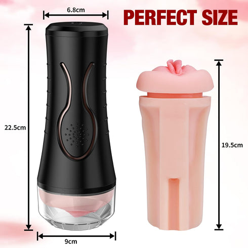 Rewuwa 7.5" Mens Sex Toys Male Masturbator, Vibrating Masturbator Squeezable Pocket Pussy for Men with Depth Lifelike