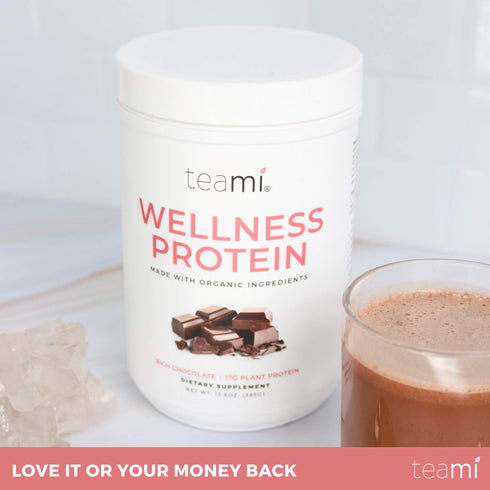 Teami Wellness Vegan Protein Powder, Organic Ingredients, Smooth Textured Chocolate, 14 Servings, 13.6 Ounce