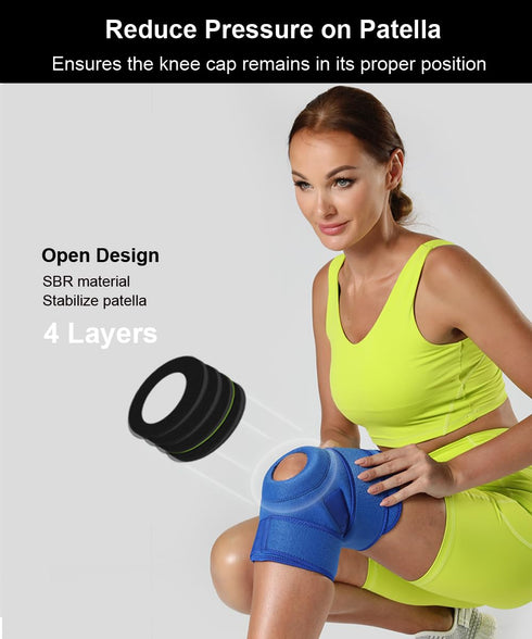 Knee Brace for Men Women, Open-Patella Patellar Tendon Support Strap, Compression Sleeve for Knee Pain (Black)