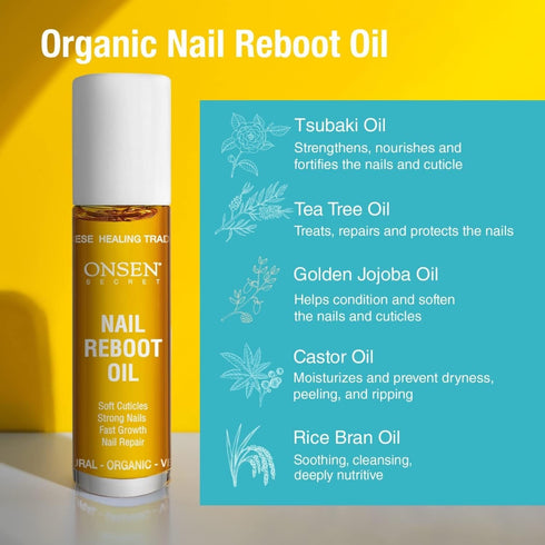 Onsen Secret Nail Reboot Duo, Natural Nail Care Treatment for Damaged Nails, Cuticle Conditioner Cream & Nail Oil