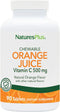 Natures Plus Orange Juice Chewable Vitamin C - 500 mg, 90 Tablets - Immune & Vascular Health Support Supplement