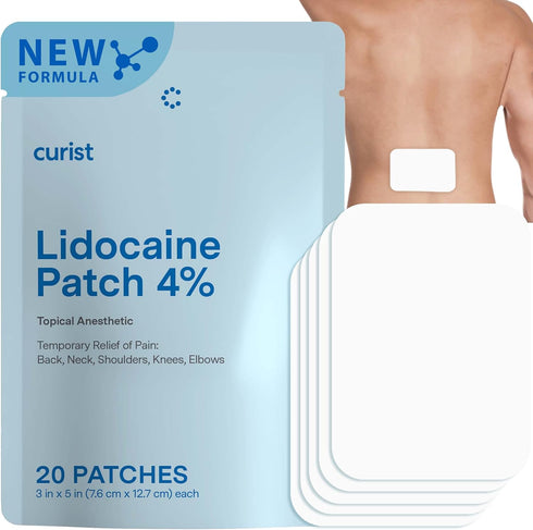 Curist Lidocaine Patches Maximum Strength: Numbing Topical Pain Relief for Back, Neck, Sore Muscles (Pack of 20)