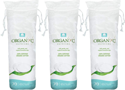 Organyc 100% Organic Cotton Rounds, Biodegradable Cotton for Sensitive Skin, Chemical Free, 210 Count Daily Cosmetics