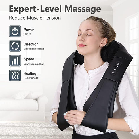 Neck Massager with Heat - Shiatsu Deep Tissue Massager for Neck, Back, and Shoulder Relaxation at Home