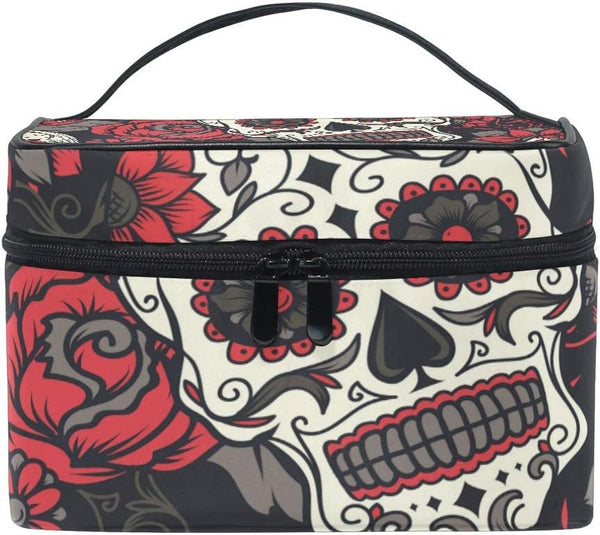 Travel Cosmetic Bag Pouch Case Organizer for Women - Color Sugar Skull