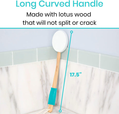 Vive Lotion Applicator for Back, Feet (17.5") - Self Washer Beauty Shower Sponge, Long Handle Cream Wand for Elderly,