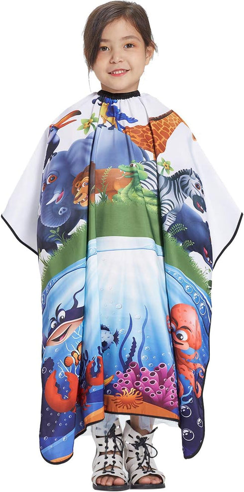 SOKKIA Kids Barber Cape, Hair Cutting Hairdressing Salon Styling Cloth Apron Cover for Children