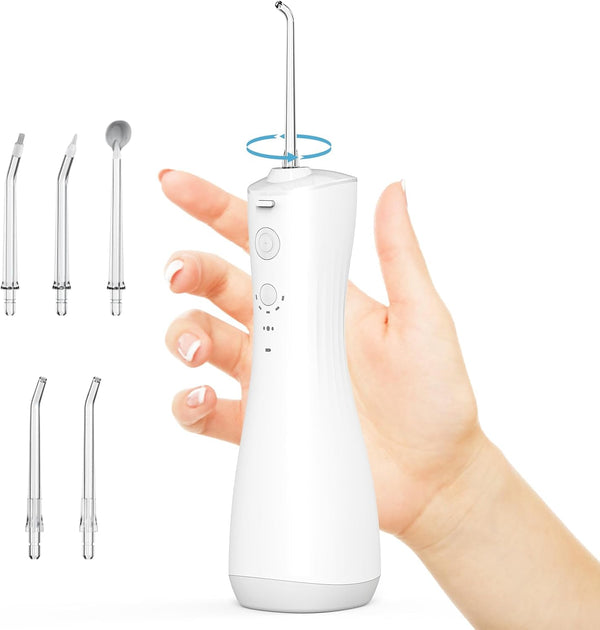 Water Flossers for Teeth, Cordless Cleaner, 400ml Large Capacity, Portable, 360° Rotation, 5 Cleaning DIY Modes, 6