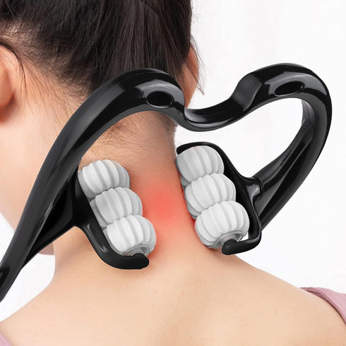HaSeftni Neck Massager - Upgrade 6 Balls Roller for Pain Relief, Handheld Tool for Legs, Waist, Shoulder