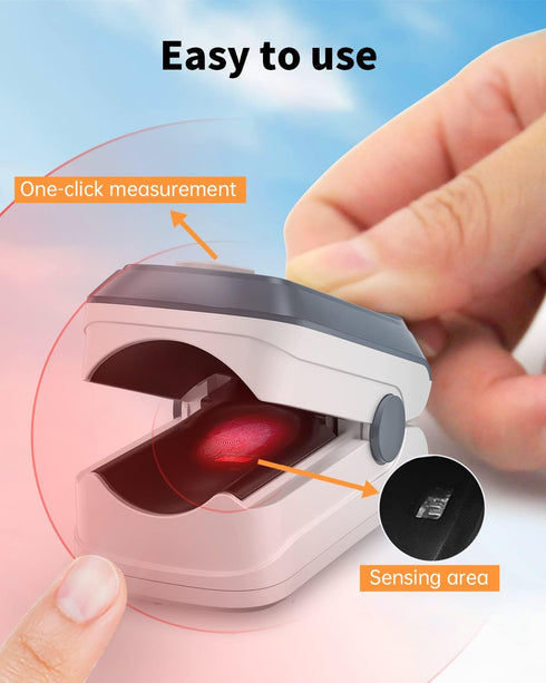 Fingertip Pulse Oximeter, Blood Oxygen Saturation Monitor, Heart Rate and Fast SpO2 Reading with OLED Screen and Lanyard