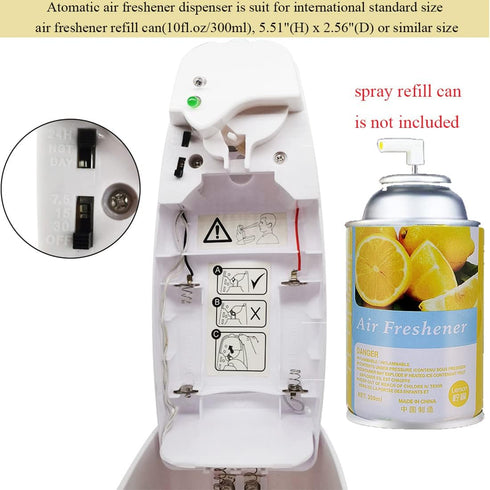 Automatic Air Freshener Spray Dispenser (2-Pack), Wall Mounted/Free Standing, Multiple Time Scent Release Settings