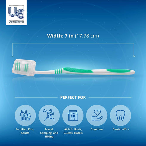 Urban Essentials Bulk Toothbrush (50) & Toothpaste (50) Pack with Covers, Premium Quality Individually Wrapped