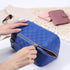 Large Capacity Travel Cosmetic Bag, Waterproof Plaid Checkered Makeup Bag with Handle and Divider for Women
