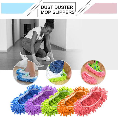 Cosywell Shoes Cover for Mop Slippers - Dusting Mop Shoes for Floor Cleaning, Washable 10 PCS, 5 Pairs (L)