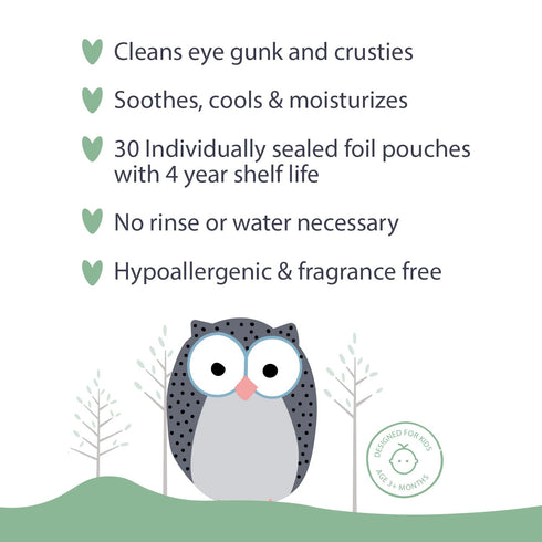 Natural Essentials Recommended (30 Count) Lil' Peepers Baby Eye Wipes and Eyelid Cleanser, Preservative-Free