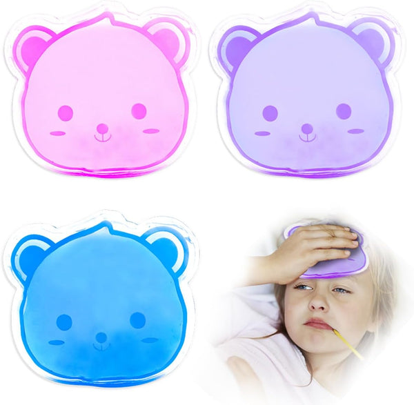 Kids Ice Pack, Reusable Hot or Cold Gel Cooling Pad for Injuries, Medical Health, Tired Eyes (Three Colored Rabbits)