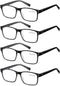 EYECEDAR 4-Pack Reading Glasses for Men, Blue Light Blocking, Adjustable Metal Spring Hinges, 1.50
