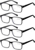 EYECEDAR 4-Pack Reading Glasses for Men, Blue Light Blocking, Adjustable Metal Spring Hinges, 1.50