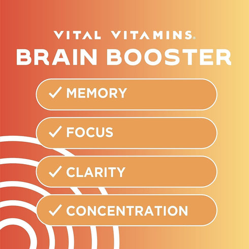 Vital Vitamins Brain Supplements - Memory and Focus Support (2 Pack) with Vitamin B12, Ginkgo Biloba, DMAE