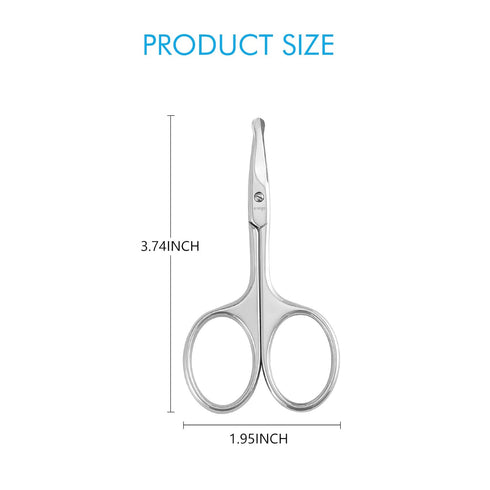 LIVINGO 3.75" Rounded Curved Nose Hair Scissors, Premium Stainless Steel for Manicure Cuticle Trimming Facial Hair