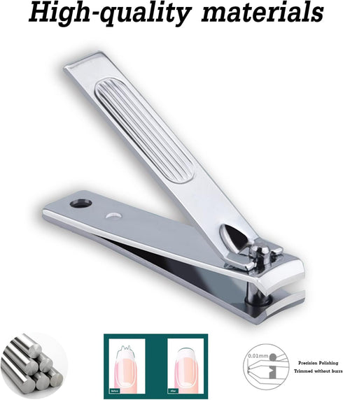 Nail Clipper Set, 6 Pcs Stainless Steel Toenail Clippers and PU Leather Manicure Set, Gift Ideas (Beige)
