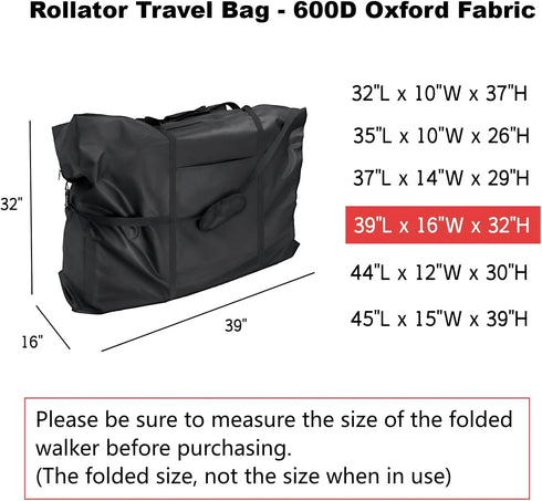 2 (39" Lx16 Wx32 Rollator Travel Bag with Medical Equipment Luggage Tag - Waterproof Wheelchair Bag for Folding Walker