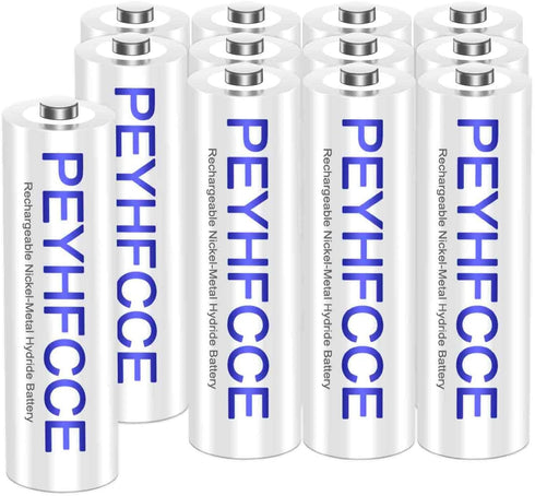 PEYHFCCE 1500mAh Rechargeable AA Batteries, 1.2V NiMH Solar AA Battery for Outdoor Solar