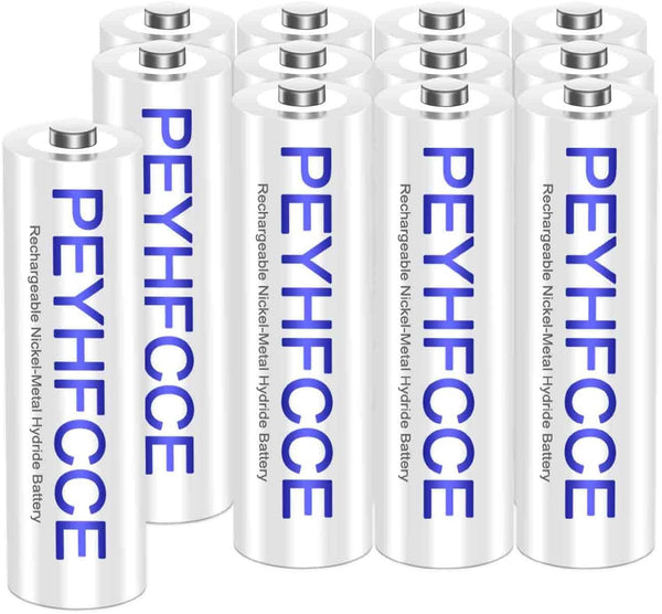 PEYHFCCE 1500mAh Rechargeable AA Batteries, 1.2V NiMH Solar AA Battery for Outdoor Solar