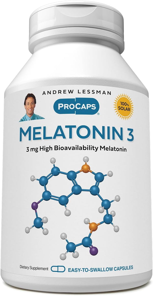 ANDREW LESSMAN Melatonin 3mg – 120 Capsules to Promote Restful Sleep and Regulate Circadian Rhythm