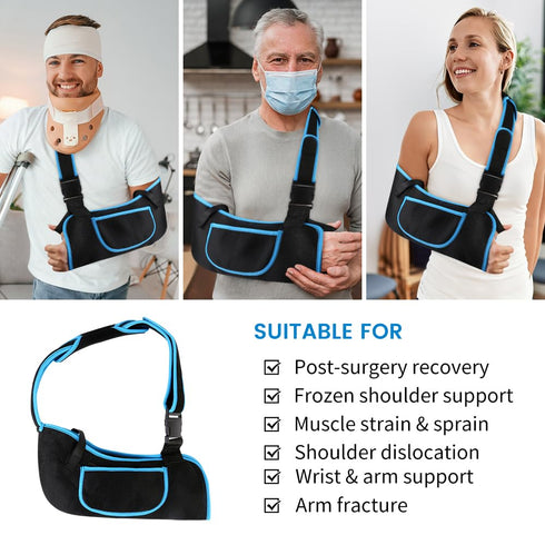 quiheat Immobilizer Elbow Arm Sling Shoulder for Men and Women, Adjustable Rotator Cuff Support Brace, Fit Left