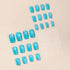 Lake Blue Press on Nails, Medium Square SWEKKE Fake Nails Full Cover, Glossy Glue on Nails for Women, 24 Pcs