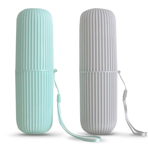 Sunenlyst 2Pcs Travel Toothbrush Holder, Portable Case for Traveling, Camping & School, Multifunction Plastic Set in