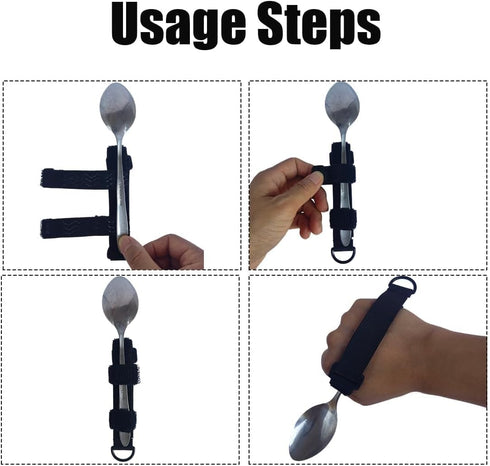 Toeloioh 2PCS (2) Adjustable Holding Cutlery Makes Ideal Grip Aid for Holds Utensils Tools,Spoon Fork Universal Cuff
