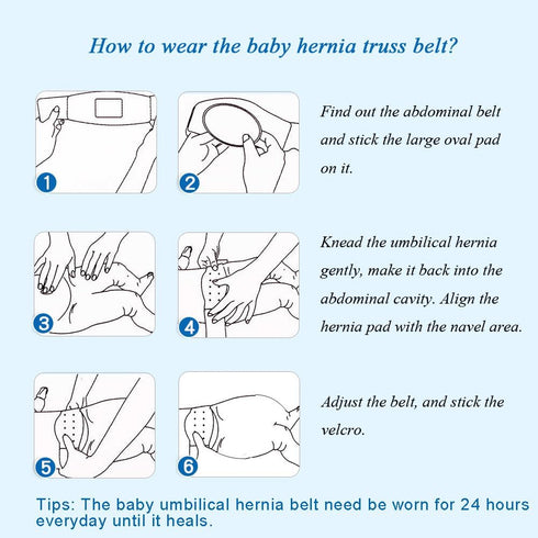 Paskyee Baby Umbilical Hernia Belt, Adjustable Belly Button Band for Infant Support, Blue