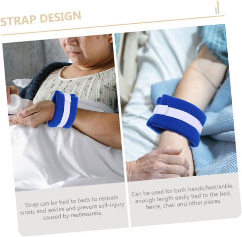 HAKIDZEL 4Pcs Patient Hospital Limb Holders for Blue Strap for Bedridden Safety Easy to Use with Quick Release Buckle