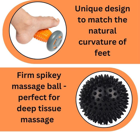 NATURAL CHEMISTREE Set Foot Massage Roller Spikey Ball - for Plantar Fasciitis Relief, Acupressure Trigger Point