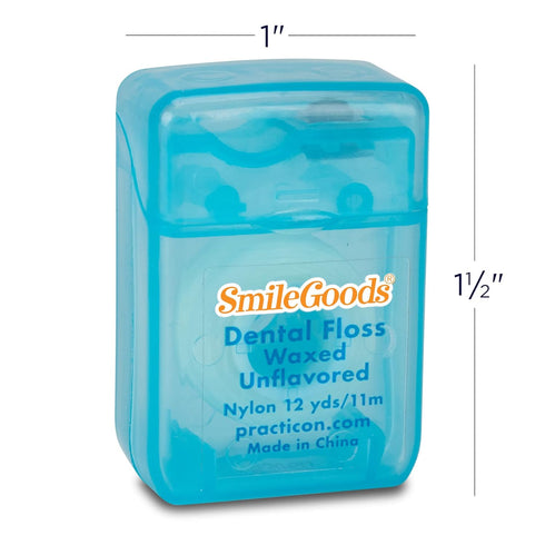 SmileGoods Waxed Dental Floss, Unflavored, 12 yds, Bulk Pack of 72