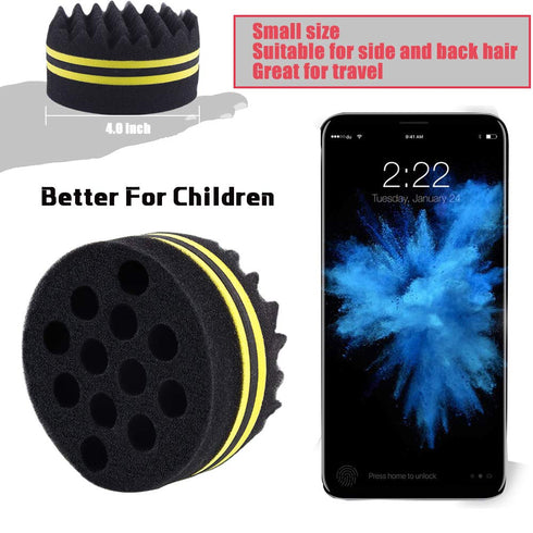 Small and Big Hole Hair Sponge for Twist Dreads Locking Afro Curl Brush, 2 PCS.