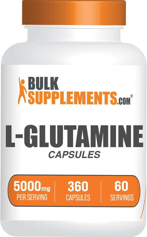 BulkSupplements.com L-Glutamine Capsules, Glutamine Supplement 5000mg, Gluten Free, 6 Capsules per Serving, 340
