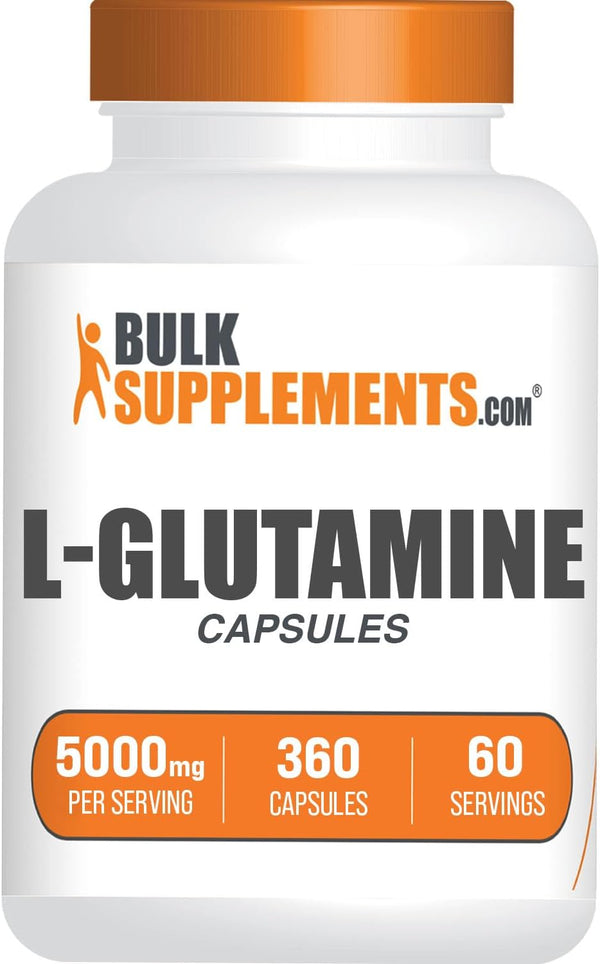 BulkSupplements.com L-Glutamine Capsules, Glutamine Supplement 5000mg, Gluten Free, 6 Capsules per Serving, 340