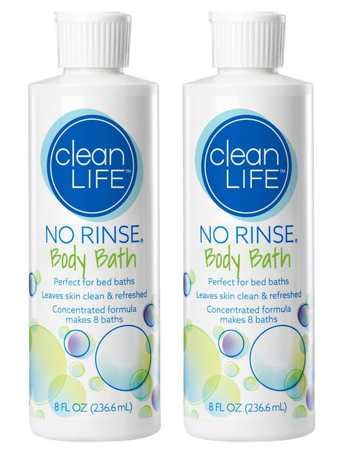 No-Rinse Body Bath, 8 fl oz, Rinse-Free Formula, Makes 8 Complete Baths Per Bottle (Pack of 2)